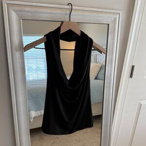 Banana Republic Women's Black Stretch Cowl Neck Halter Top Size L